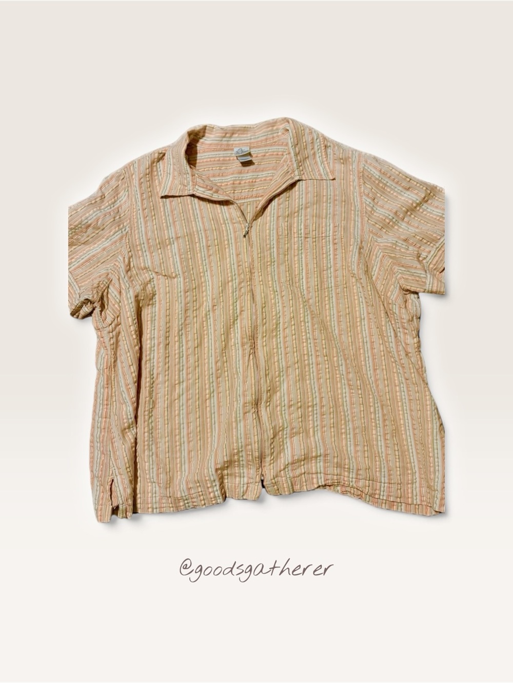 VINTAGE Fashion Bug Plus Size Cotton Striped Zip Shirt